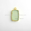 Handmade Micron Gold Plated Sterling Silver Bezel Connector and Charm Natural Best Quality Green Chalcedony Gemstone Bezel Charm